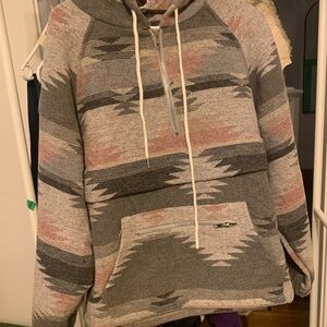 Gray and Pink Patterned Hoodie